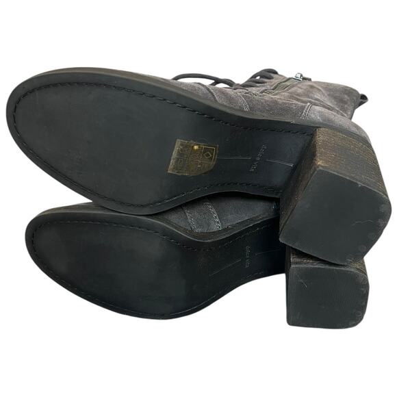 Dolce Vita Gray Suede Lace Up Ankle Boots Block Heel Side Zip - 9 - Picture 7 of 11